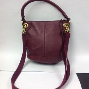 Fossil Red Handbag Burgundy Leather Pebble